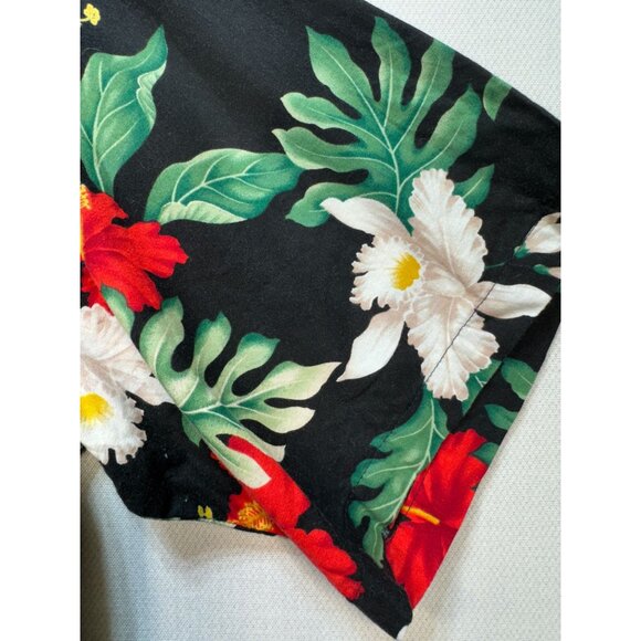 Kane Malia Men Button Up Hawaiian Shirt Short Sleeve Sz XL Black Tropical Floral - Picture 6 of 12